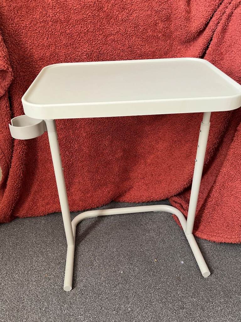Adjustable Grey Metal Coffee Table / TV Tray