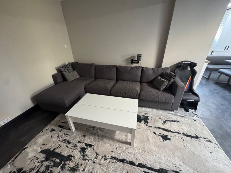 Large Grey Corner Sofa with Storage – Good Condition