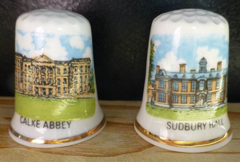 Two thimbles of National Trust properties in Derbyshire