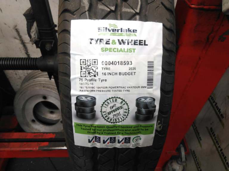 185 75 R16c 104/102r Powertrac Vantour 6mm Partworn Pressure Tested Tyre