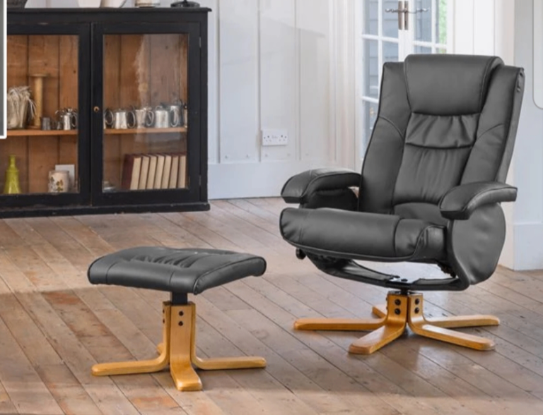 Vicenza heated massage recliner chair and foot stool