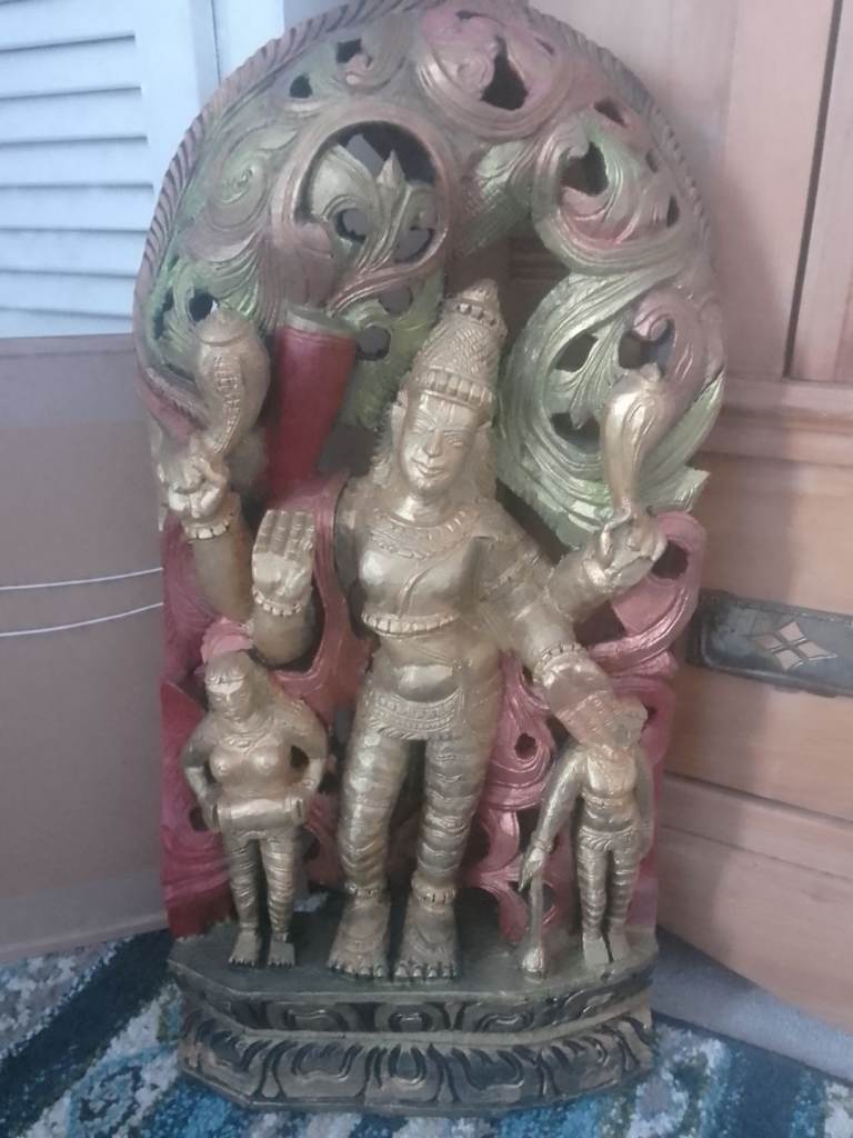 Indian carved wood statue