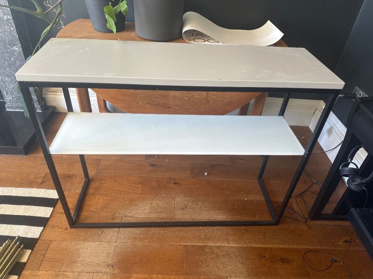 Console table with frosted glass shelf 
