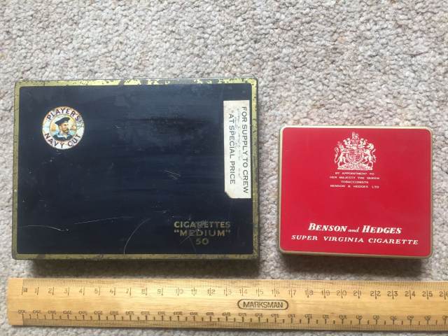 vintage benson and hedges cigarette tin & Container w/Hinged Lid Made for BOAC Benson and Hedges Super Virginia