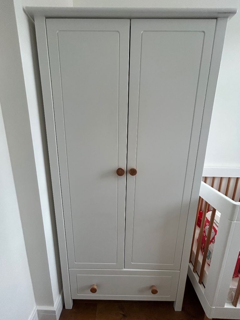 Nursery Wardrobe and Chest of Drawers Set - Grey, As Good As New