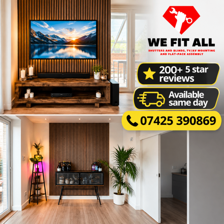 Handyman TV Mounting Slat Wall Media Wall - 5 star google rating with 200+ reviews