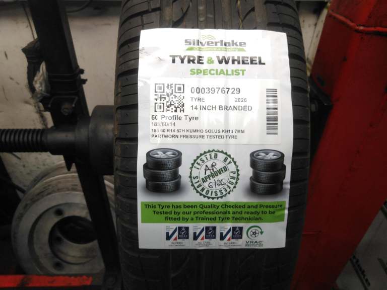 185 60 R14 82h Kumho Solus Kh13 7mm Partworn Pressure Tested Tyre