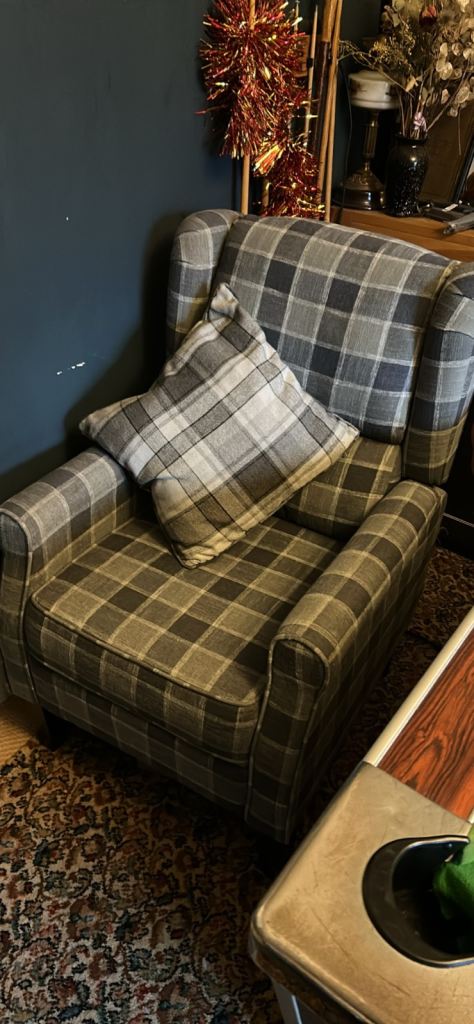 2 Matching Grey Wingback Chairs