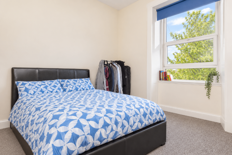 DOUBLE BEDROOM with semi en-suite for flat share - top floor flat in Polwarth - available October