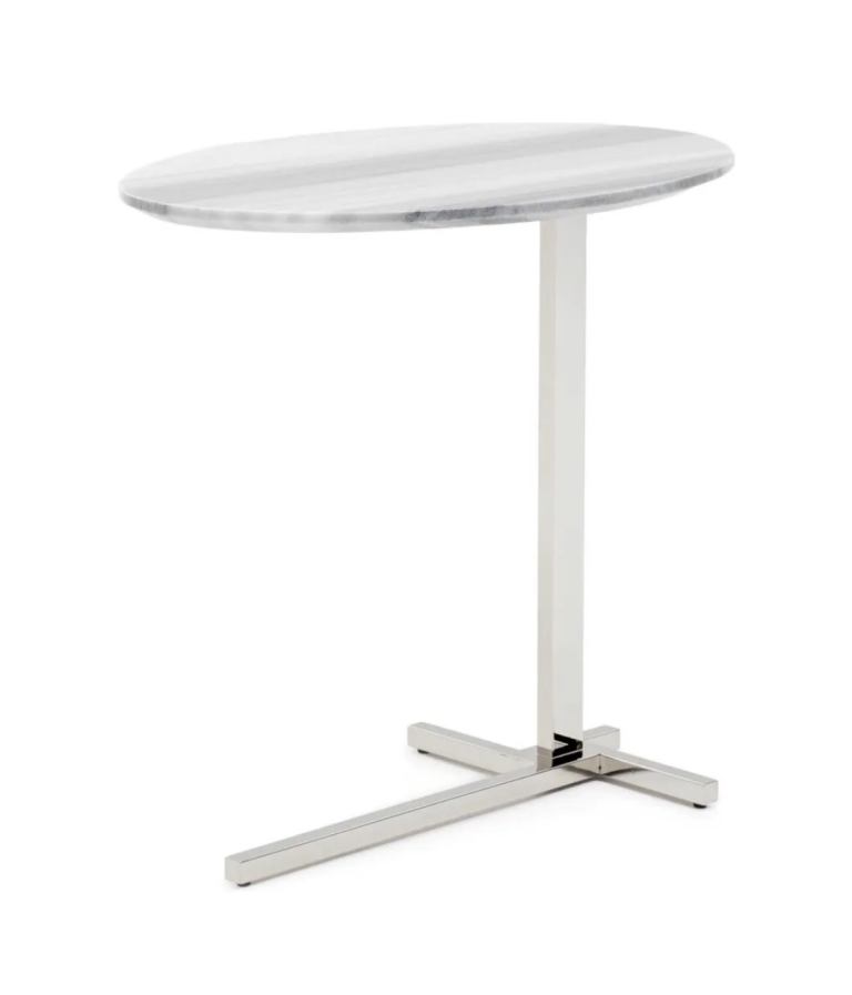MARBLE END TABLE HIGH GLOSS WILES WITH CHROME LEGS