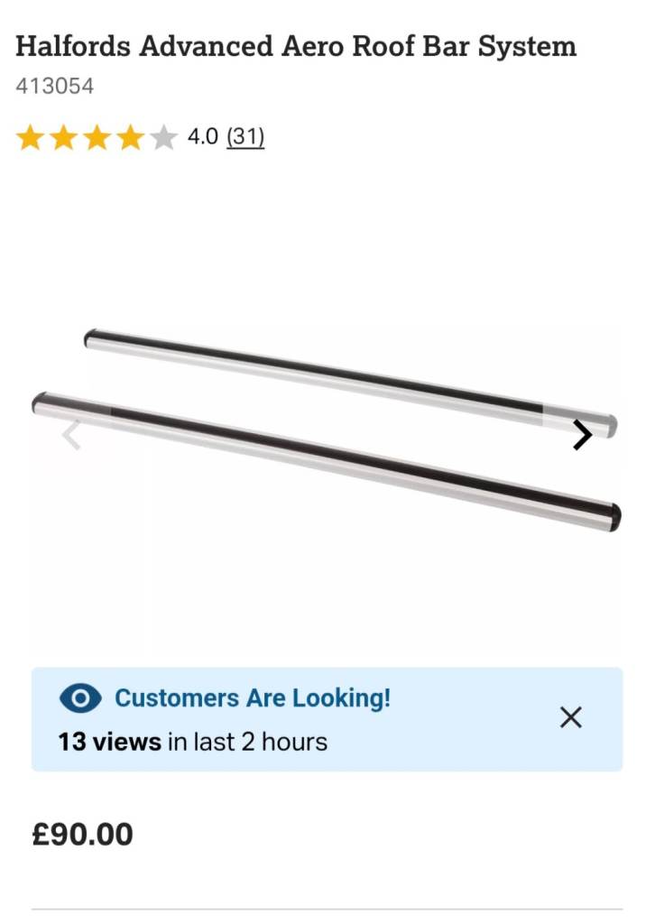 Halfords Advanced/ Exodus Aero Roof Bars