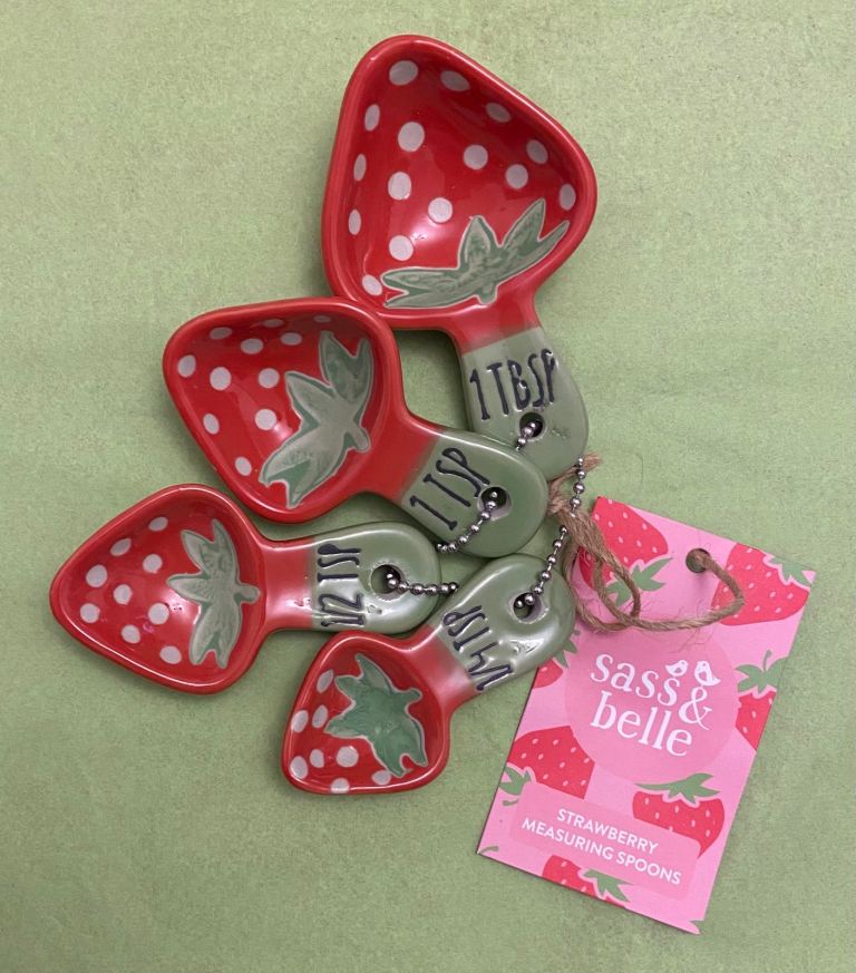 Sass & Belle Strawberry Ceramic Measuring Spoons - New with Tags