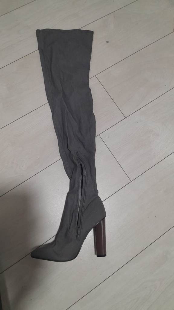 Grey Over-the-Knee Boots with Block Heel – new , uk6