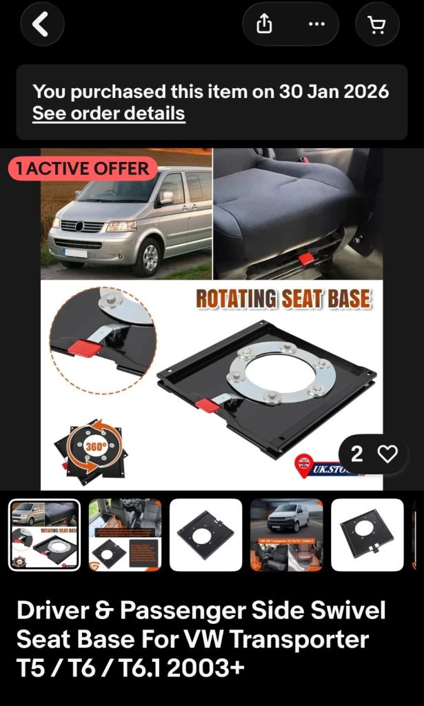 VW T5, T5.1, T6 single swivel base