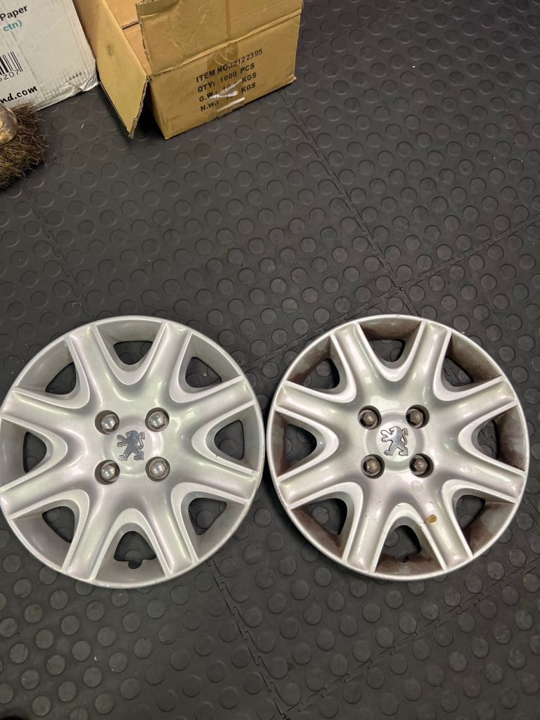 Genuine 15 inch Peugeot wheel trims x2