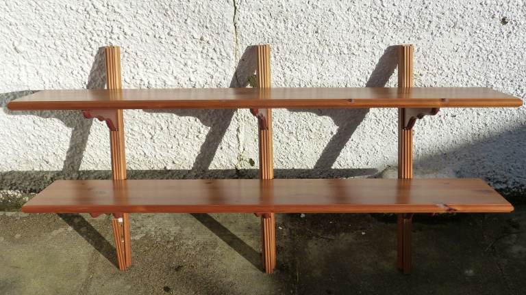 2-Tier Shelf Solid Pine Wood