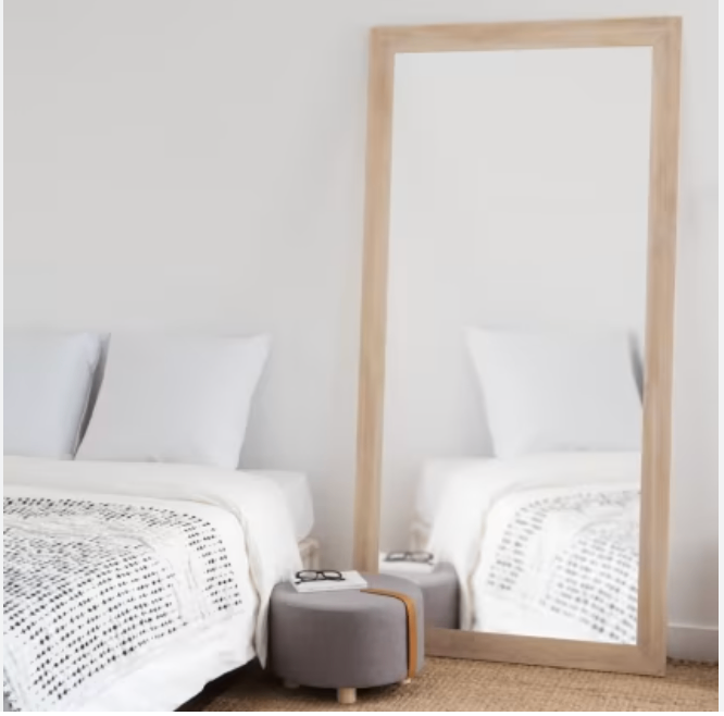 Maisons du Monde Large Standing Mirror – Oak Wood Frame – 90 × 180 cm