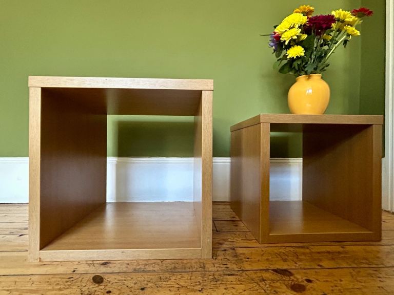 Pair of Modern Wood Bedside Tables – Oak Look, Good Condition