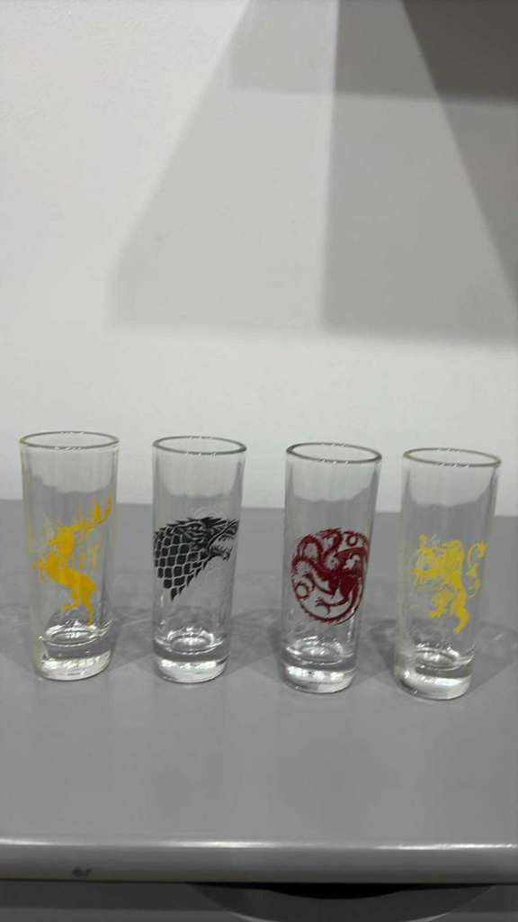 4 Game of Thrones tall shot glasses