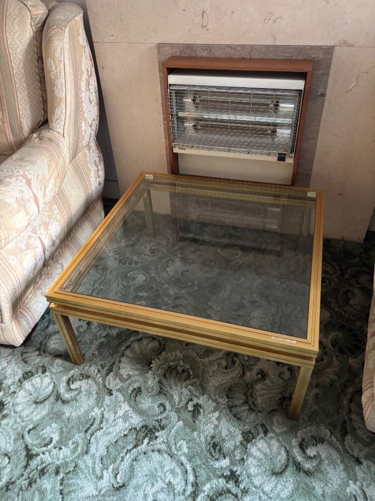 Square Coffee Table with Glass Top – Good Condition