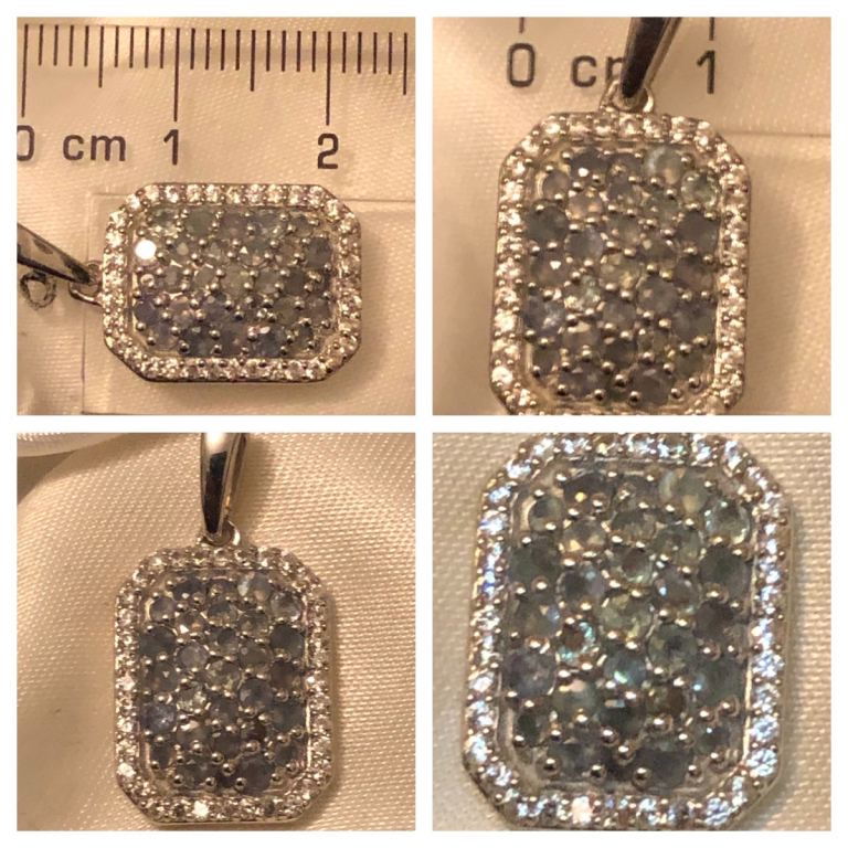 Rare Gem Cluster alexandrite pendant silver 925 platinum overlay new 