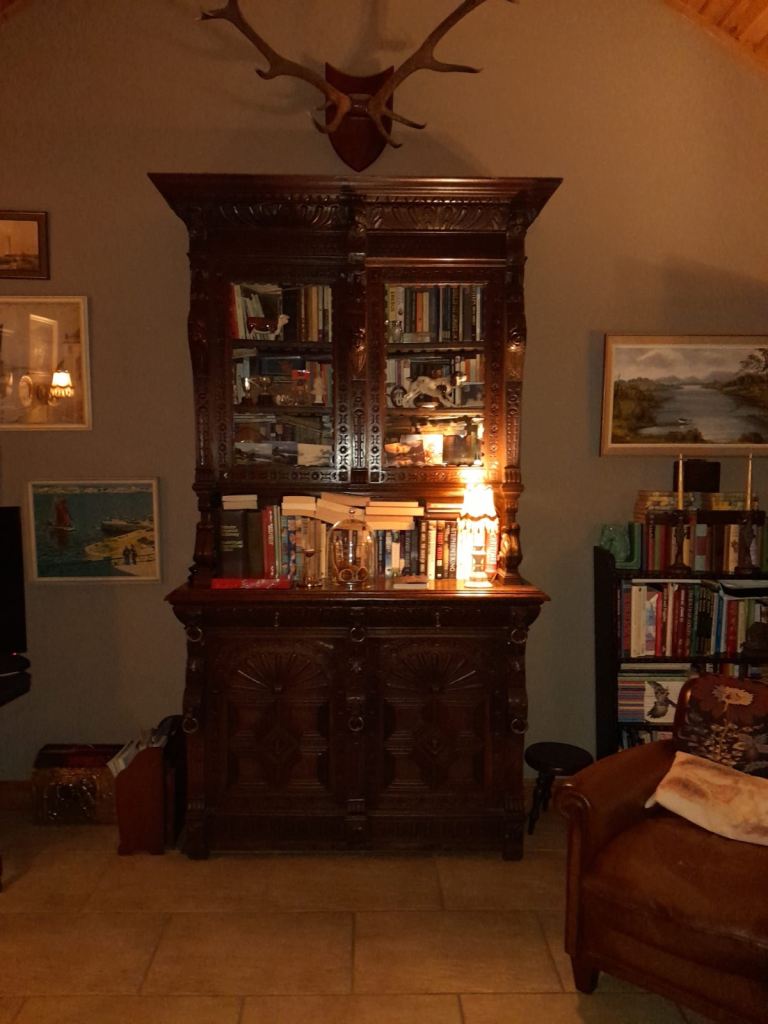Fabulous Dark Ornate Carved Oak Cabinet