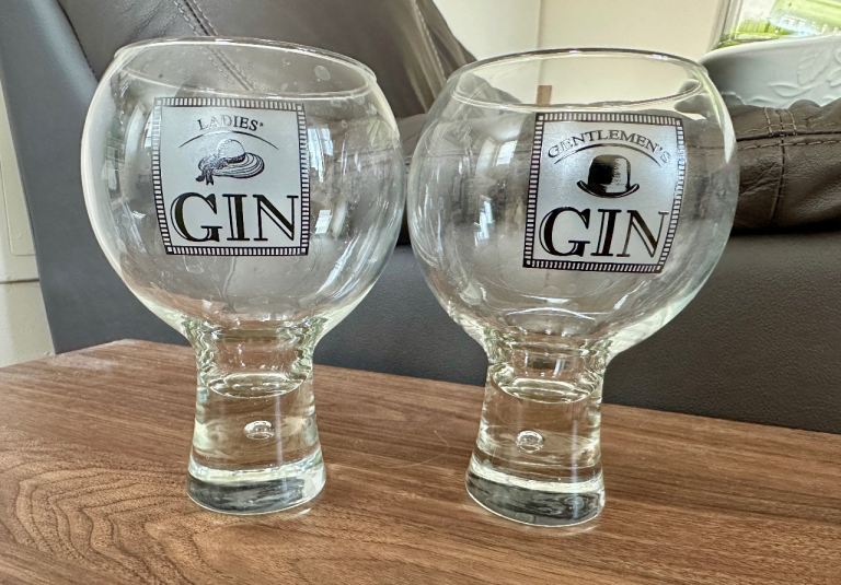 A Pair Of Ladies & Gentlemen Gin Tumbler Glasses