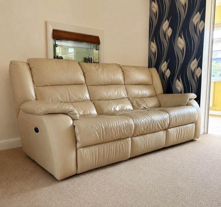 Free DFS cream leather recliner sofa