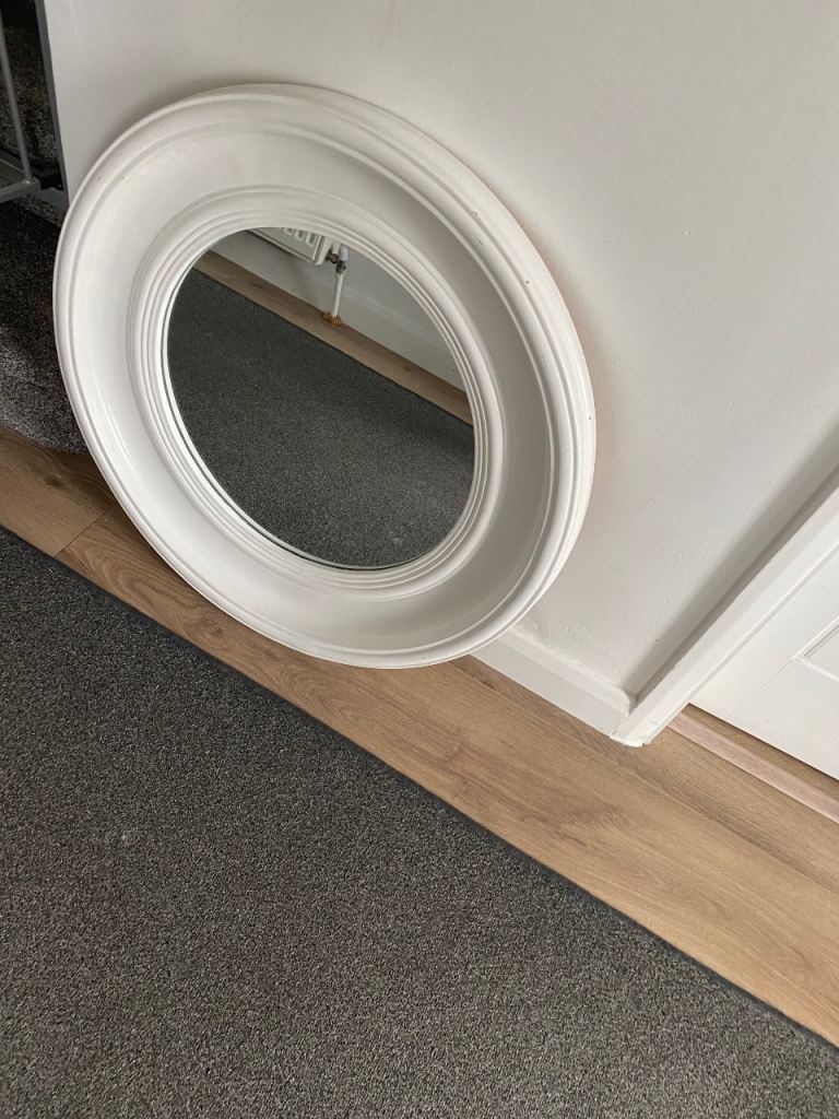 Round White Wall Mirror – Good Condition 26 inch size 