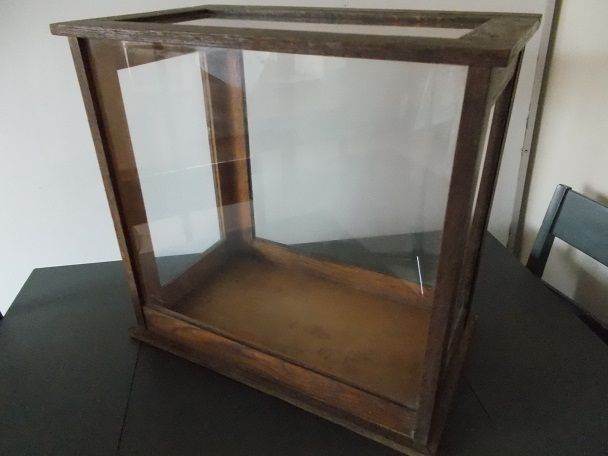 1900's  Museum Table top oak framed display case 
