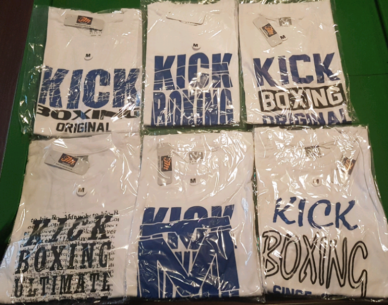 New white medium kickboxing k1 martial arts karate tae kwon do t shirt