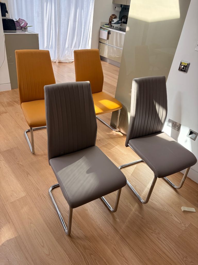 4 Modern Cantilever Dining Chairs