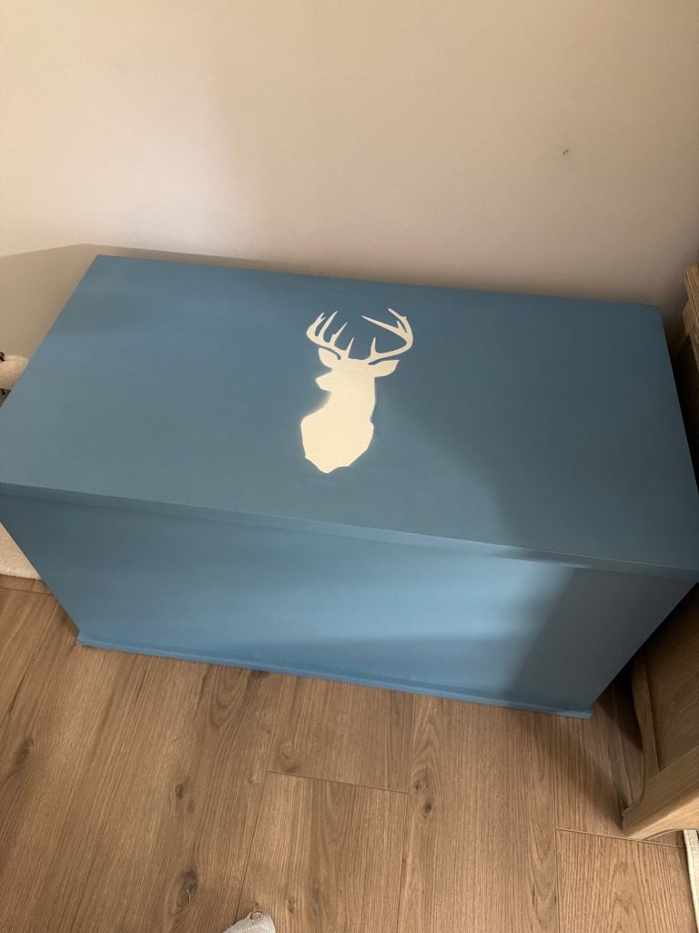 Beautiful hand painted chest in pine wood 