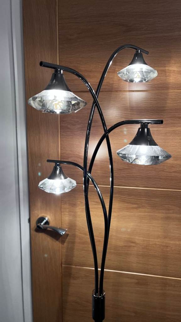 John Lewis Silver Chrome Floor Lamp 4 Light foot Pedal on/off 158cm x 25cm