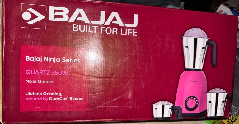 Bajaj Ninja Quartz Mixer Grinder 750W 3 Stainless Steel Jars