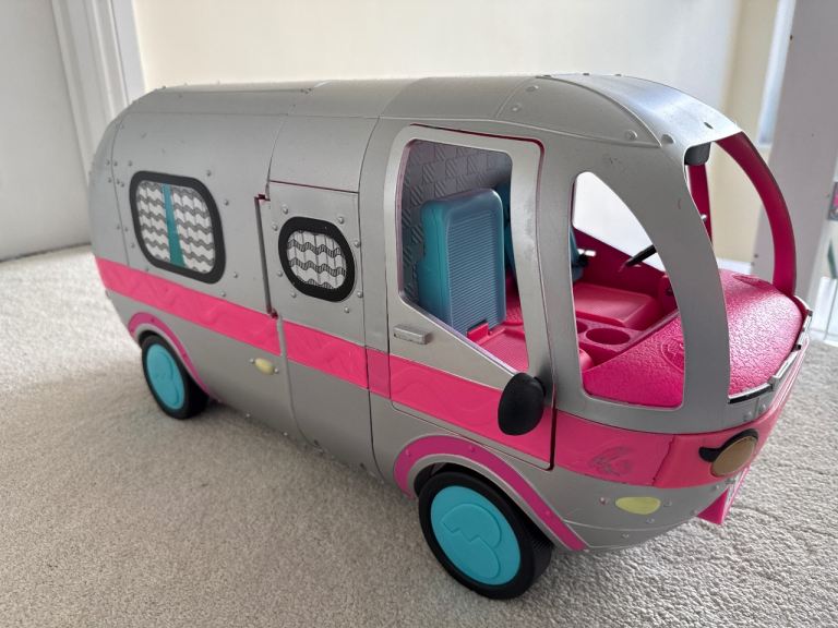 LOL Surprise Camper Glamper Large Kids Play Camper Van Toy – Pink and Silver