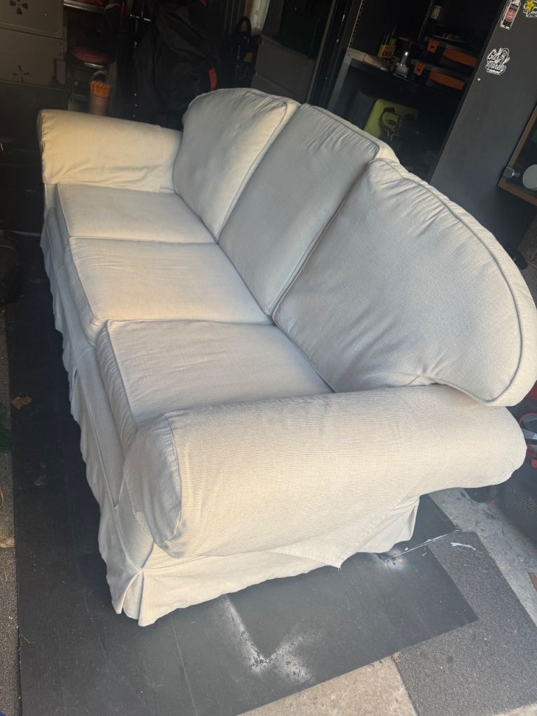 Cream Three-Seater and two seater Sofa with Removable Cover and 