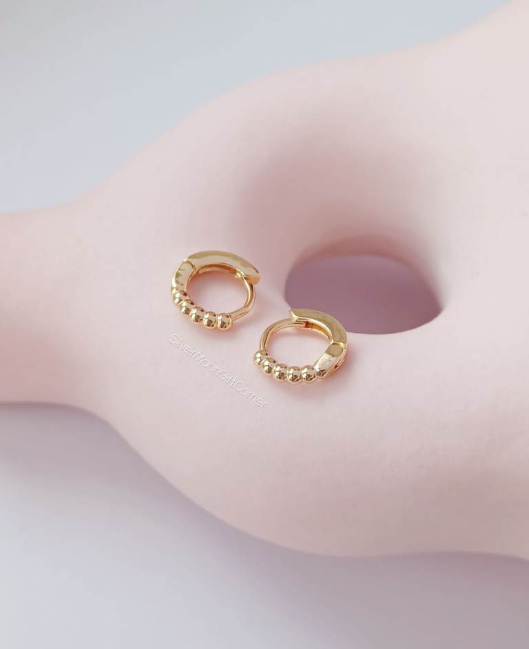 14K Gold Plated Mini Hoop Earrings Dainty Minimalist Hoops for Women, Girls, Mum