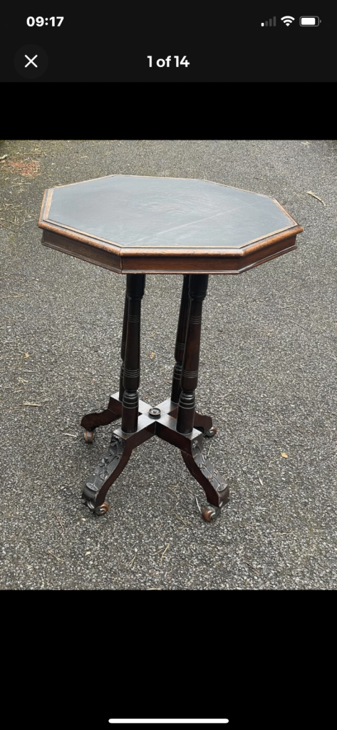 Antique  Hexagonal Carved occasional table, Early 19th Century. Early 1900's unique 