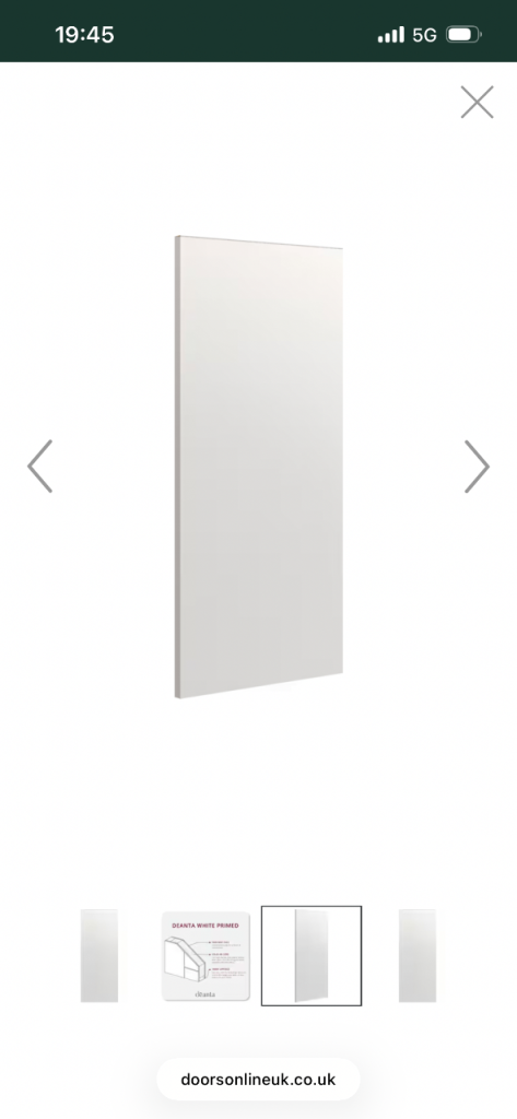 Deanta Architectural Flush White Primed Internal Door - 2040mm x 726mm x 40mm (various other sizes )