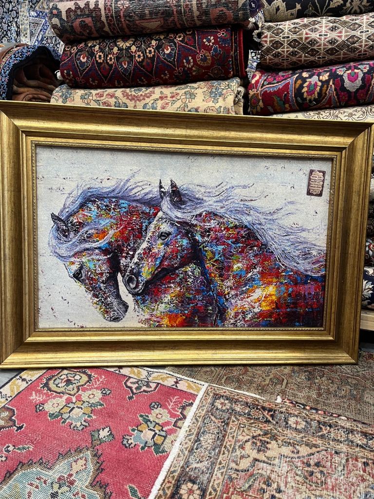 Persian Tabirz hand knotted wool and silk rug 