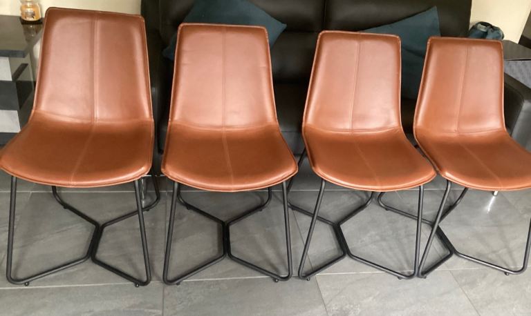 Set of 4 Vegan Leather Dining Chairs Cost £129 each