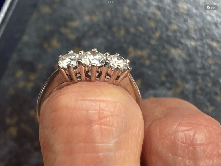 18ct White Gold 1carat Diamond Trilogy ring. Size M/N  coll/del only 