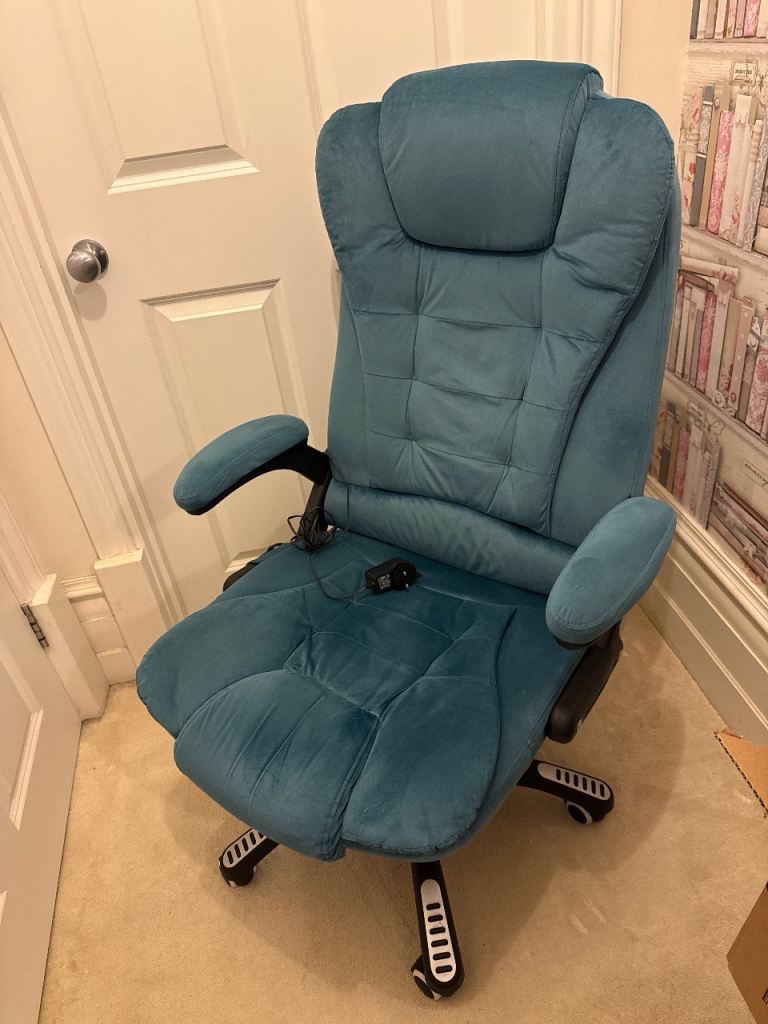 Vinsetto Office Chair w/ Heating Massage Points Relaxing Reclining Blue
