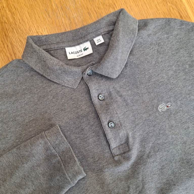 Lacoste Grey Long Sleeve Polo Shirt Mens XL Extra Large F8332 Geniune Preppy Luxury