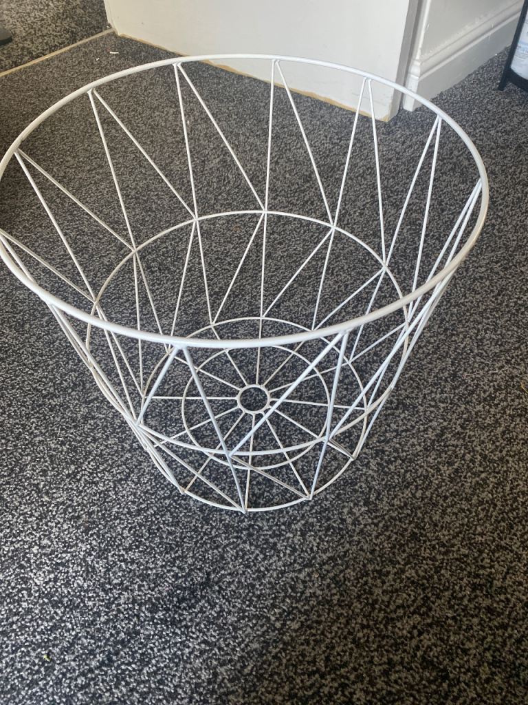 White Metal Wire Storage Basket - Practically New