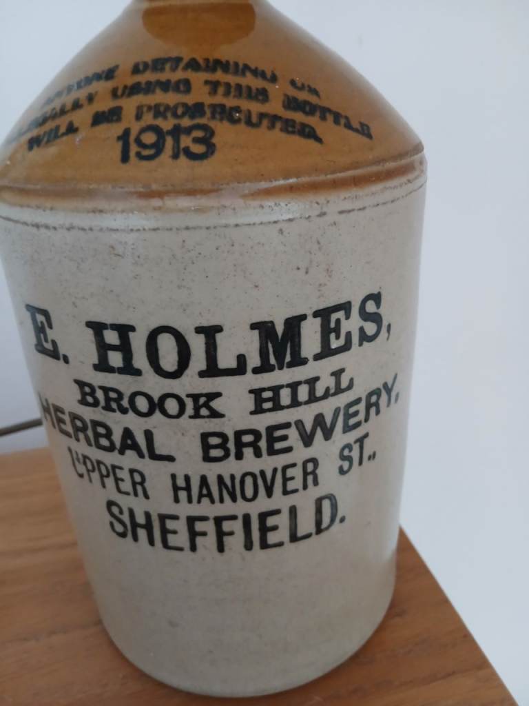 Vintage E. Holmes Herbal Brewery Stoneware Lamp - 1913