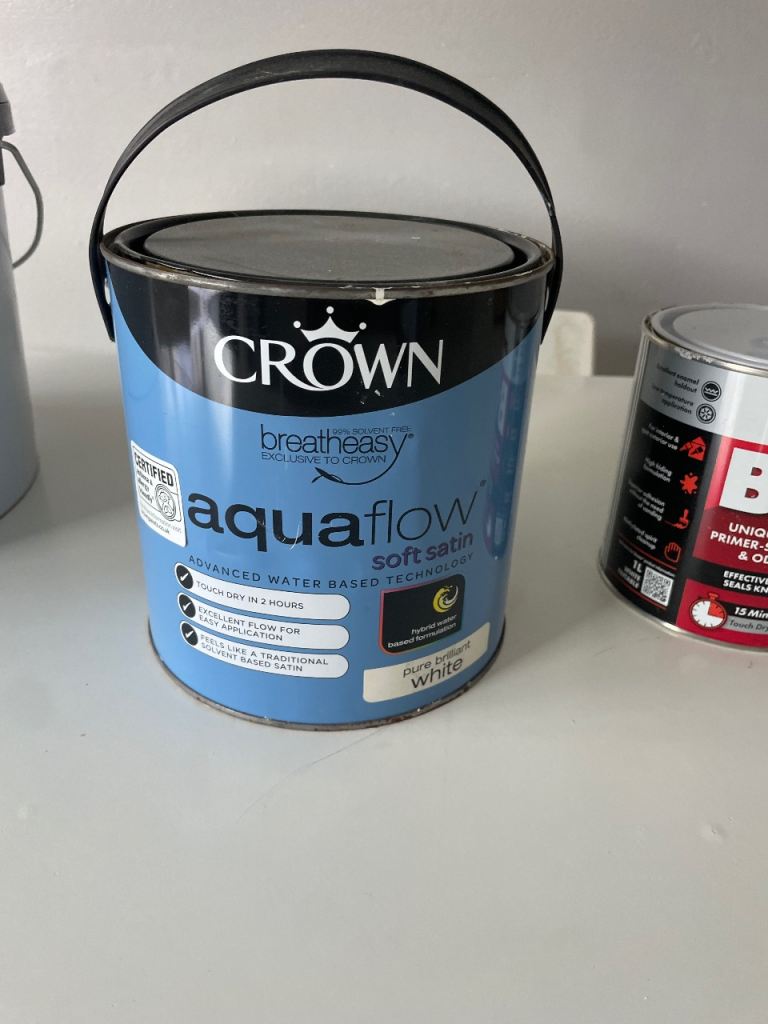 Crown Aquaflow Soft Satin Paint - White