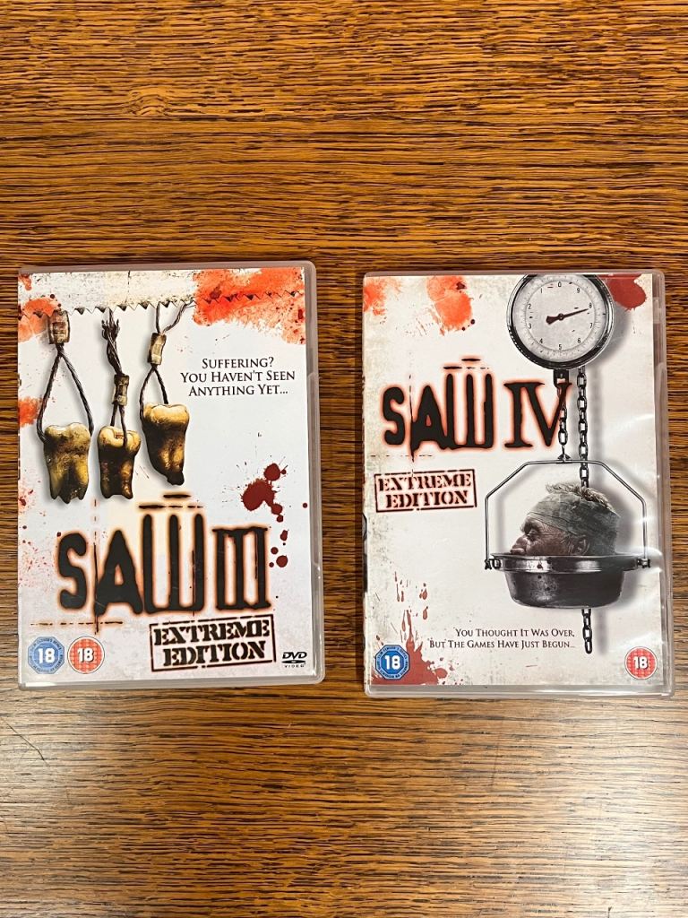 Saw III & Saw IV Extreme Edition DVDs