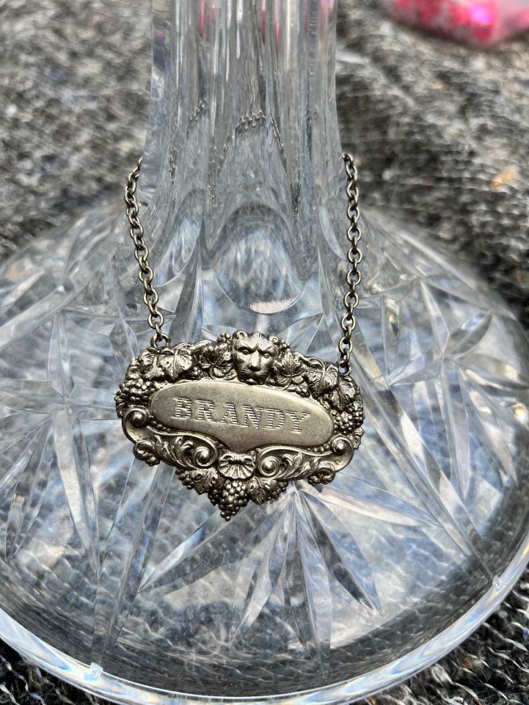 Vintage Silver Plated Brandy Decanter Label